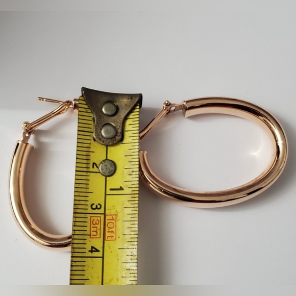 Rose Gold Omega Back Earrings - Picture 3 of 3